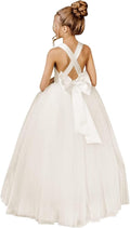 JISISANG Crossed Straps Flower Girl Dress for Special Occasions