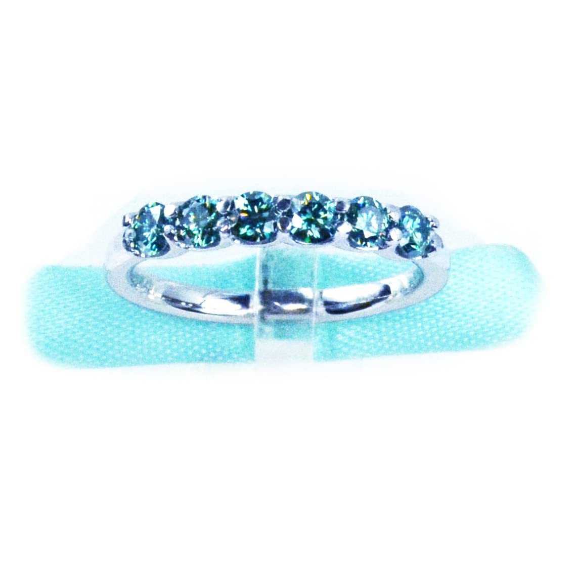 3MM Greenish Blue Moissanite Wedding Band in 925 Sterling Silver