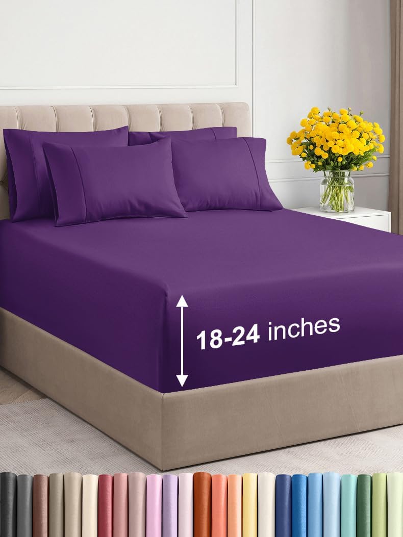 Extra Deep Full Sheet Set - 6 Piece Breathable and Cooling Sheets
