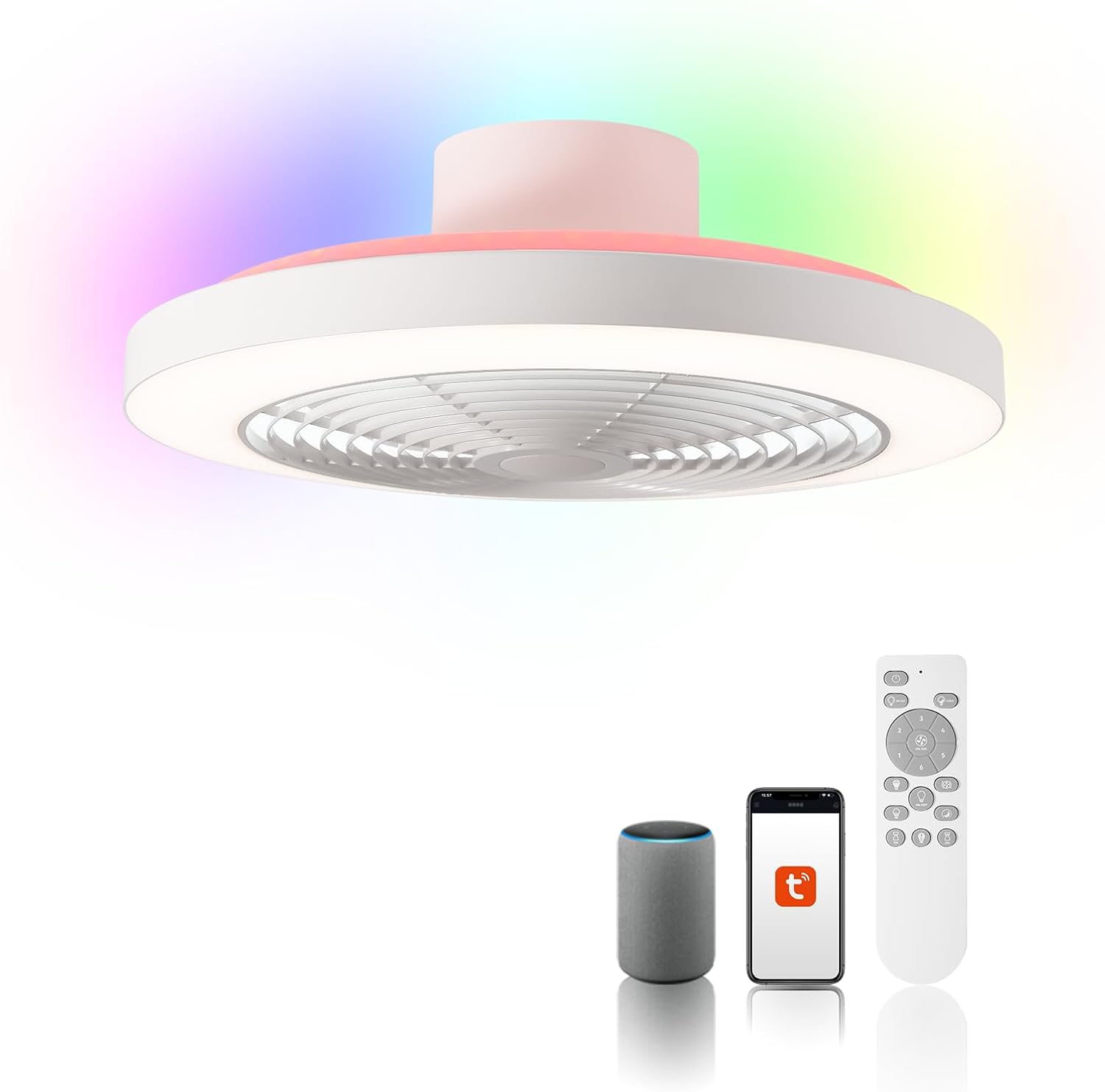 Orison Smart Bladeless Ceiling Fan with LED-RGB Lighting Control