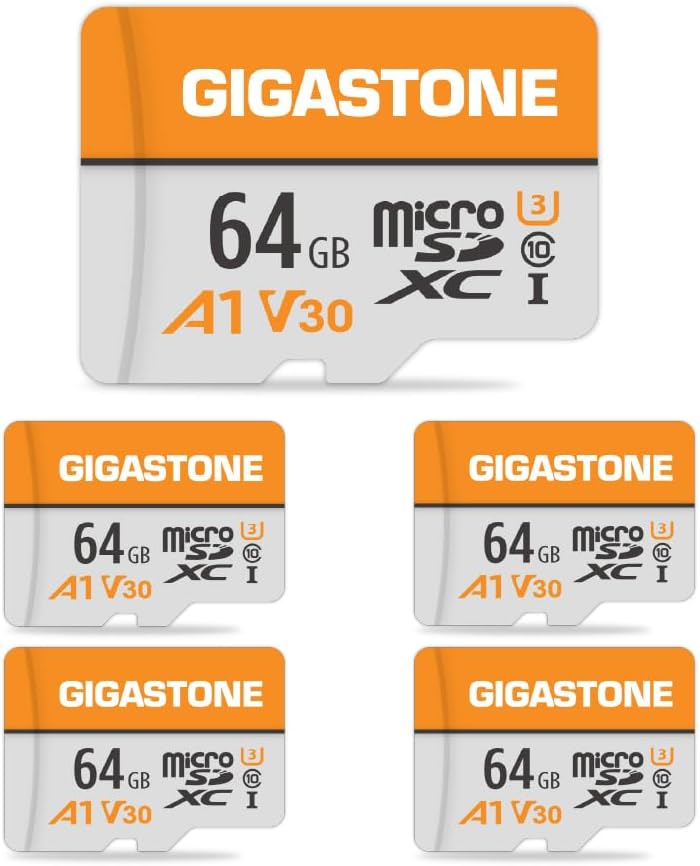 GIGASTONE 64GB Micro SD Card 5-Pack for 4K Video Recording