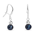 Real Freshwater Black Pearl Drop Earrings with Sterling Silver - Gift