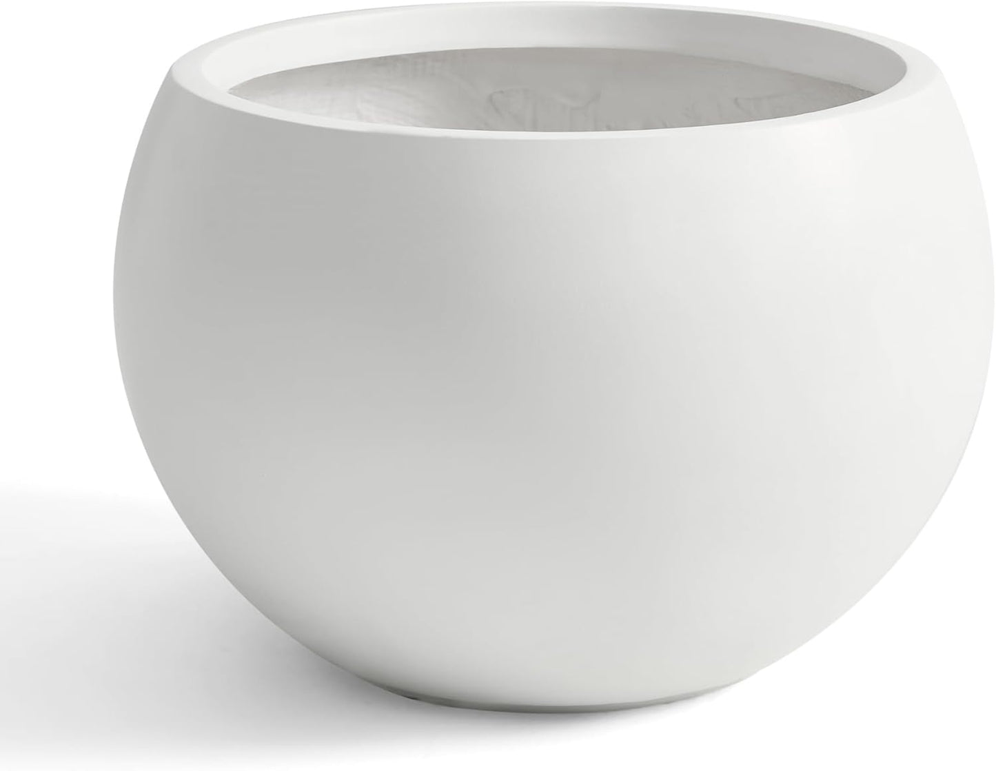 Fiberstone Sphere Planter - Large White Flower Pot for All Spaces