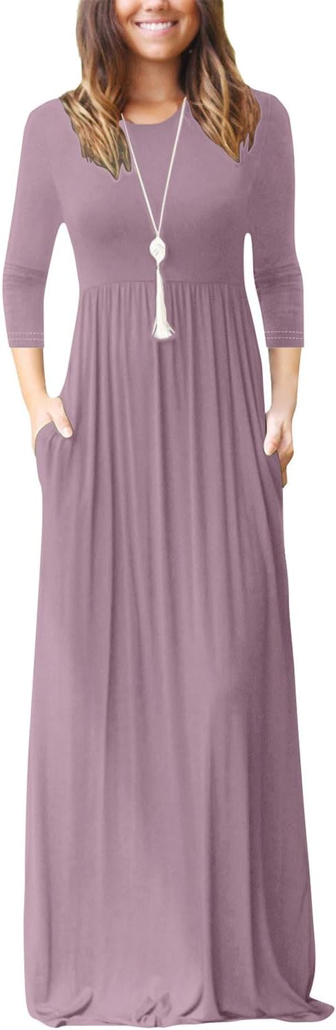 EUOVMY Women's Long Sleeve Maxi Dress with Pockets for All Occasions