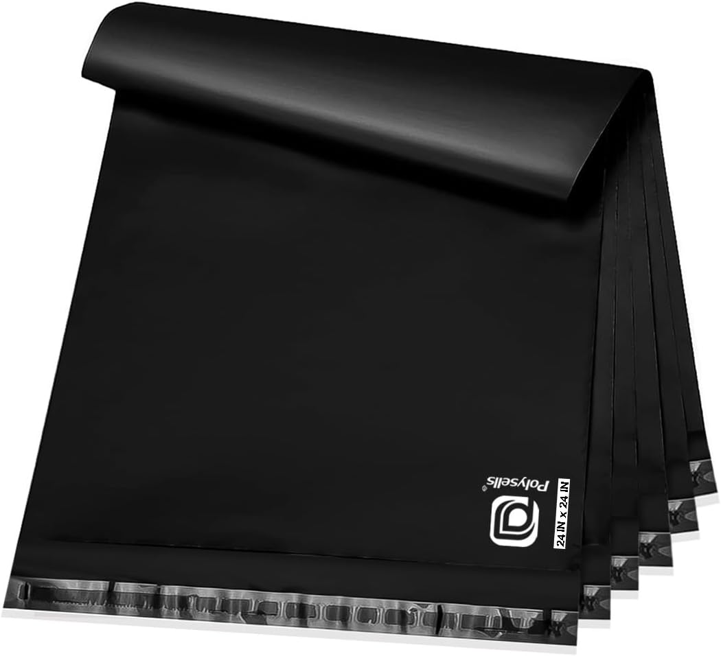 POLYSELLS Black Poly Mailers 24x24 Inches for Shipping Needs