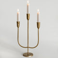 3-Candle Cast Iron Candelabra 15 in Antique Brass - Elegant