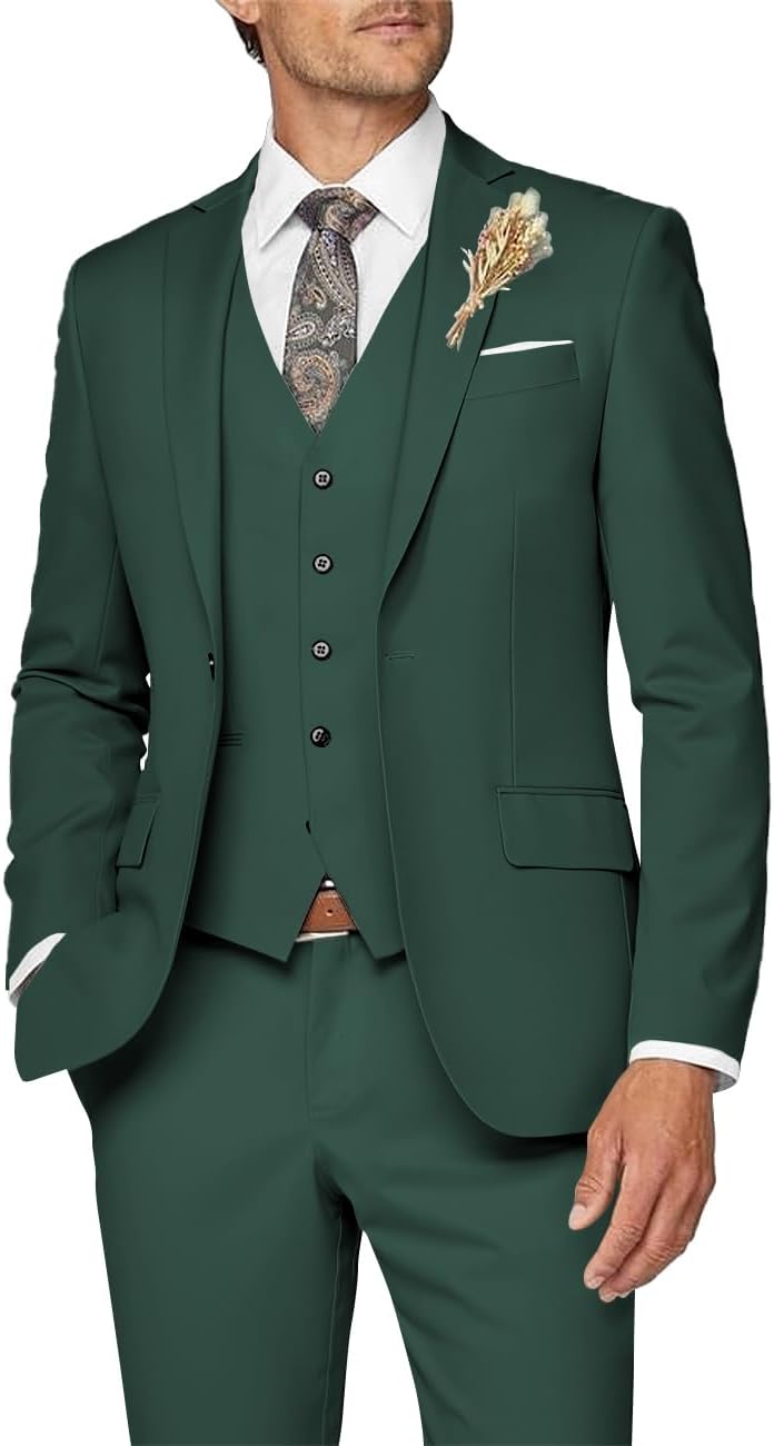 Wangyue Mens Suit 3 Piece Slim Fit for Weddings and Business