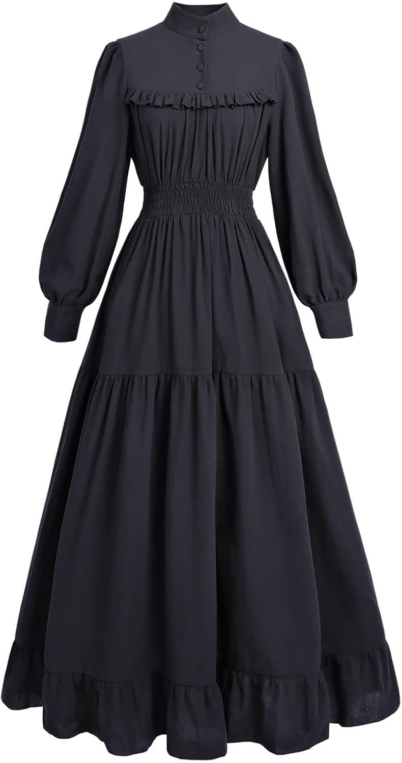 Nuoqi Victorian Dress for Women Long Sleeve Gothic Costume