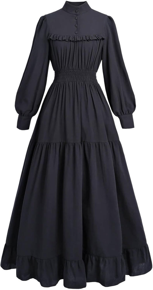 Nuoqi Victorian Dress for Women Long Sleeve Gothic Costume