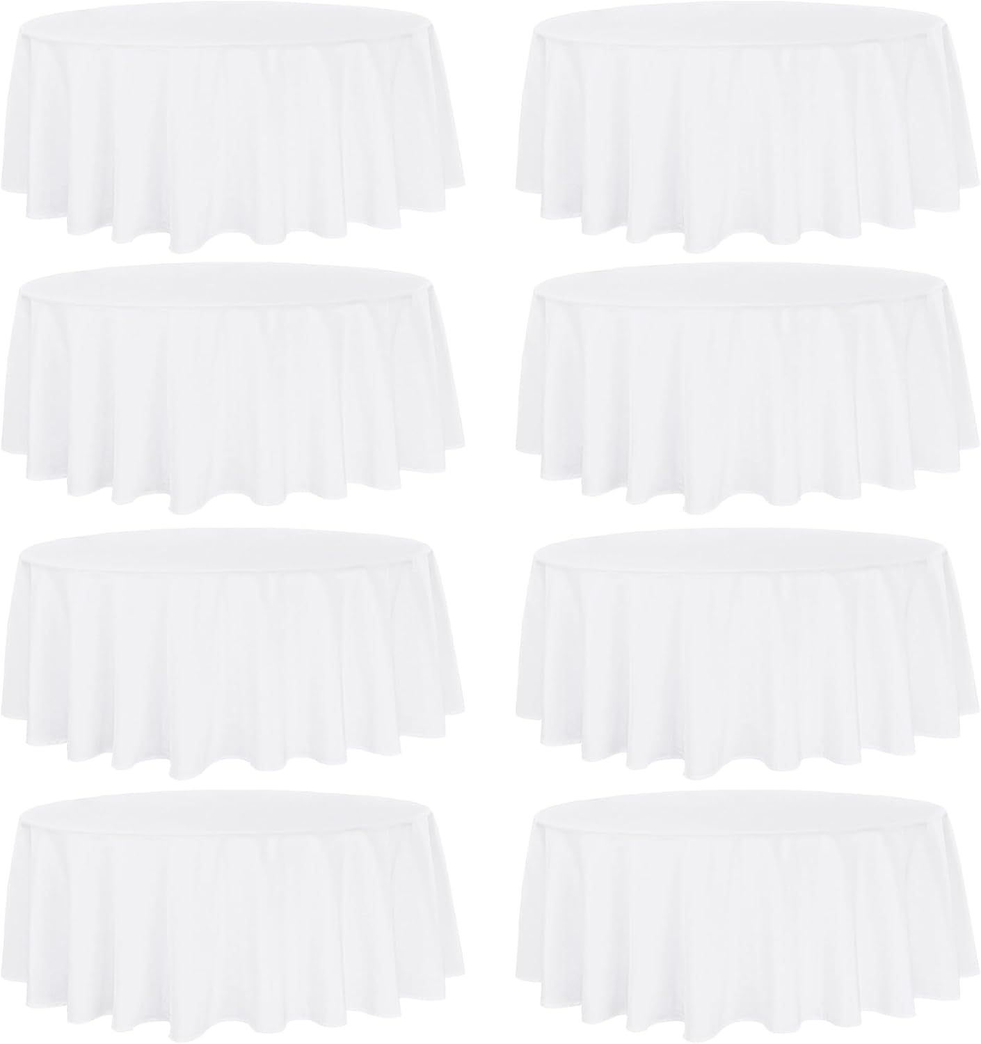 8 Pack 90 Inch Round Tablecloths for Weddings and Parties