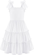 Girls Summer Boho Dress Tween Bowknot Strap Sleeveless Sundress