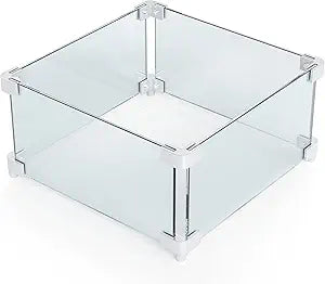Grisun Square Fire Pit Glass Wind Guard for Outdoor Fire Pits