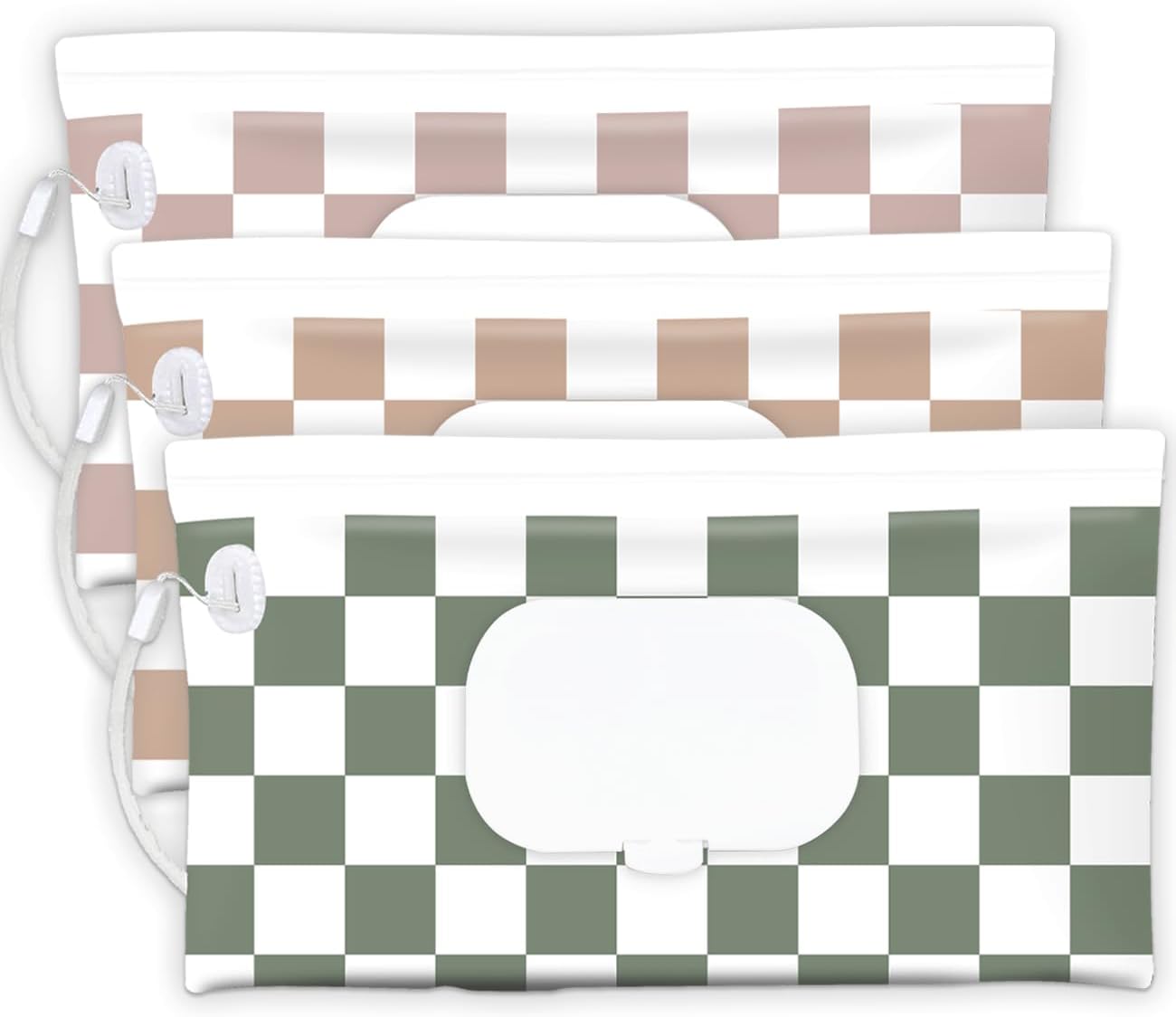 Checkered Design Baby Wipe Holder Trio for On-the-Go Bliss