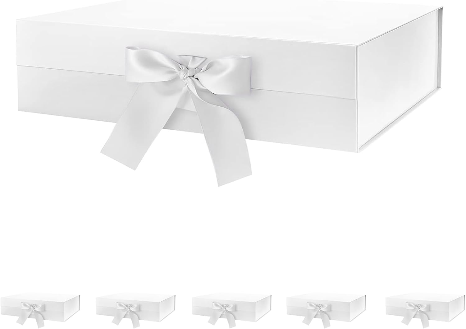 Large Glossy White Gift Boxes with Ribbon for Any Occasion