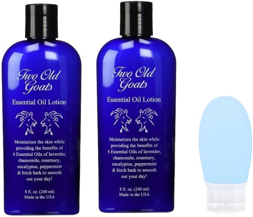 Two Old Goats Lotion 8oz Pack of 2 with Travel Bottle for Relief