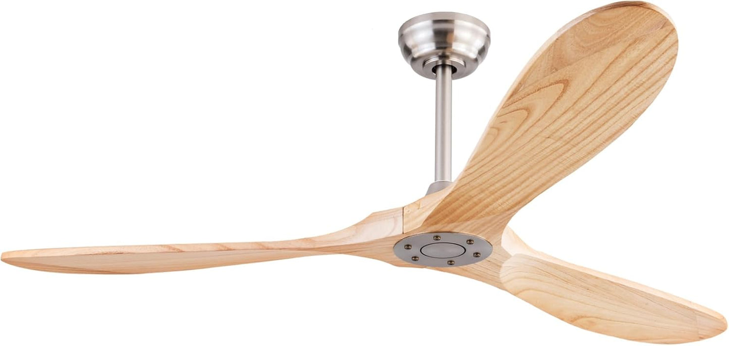 60 Inch Wood Ceiling Fan with Remote Control for Indoor Outdoor