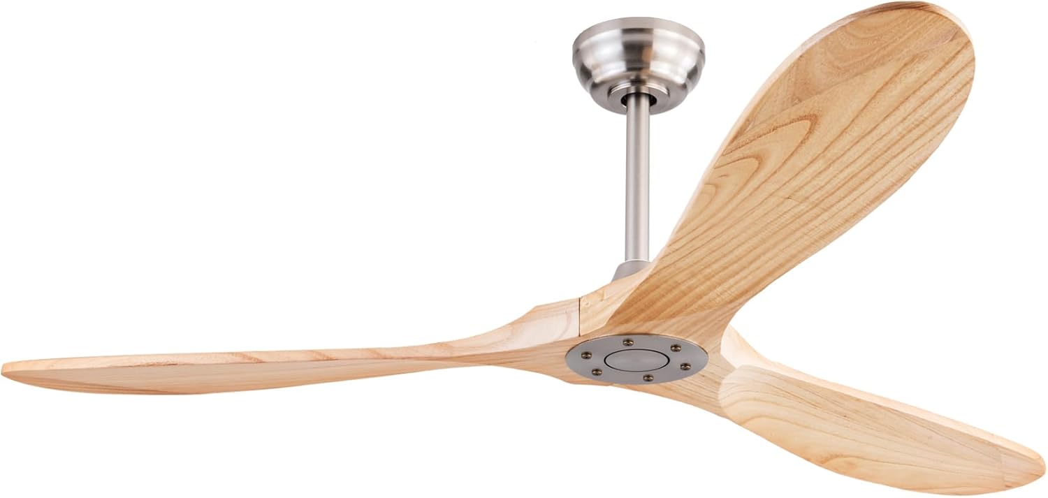 60 Inch Wood Ceiling Fan with Remote Control for Indoor Outdoor