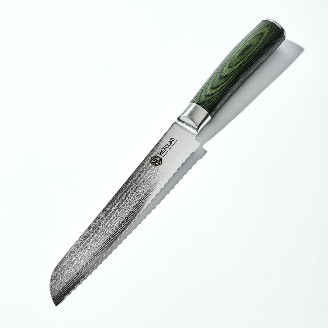 HexClad 8-Inch Bread Knife with Japanese Damascus Steel Blade