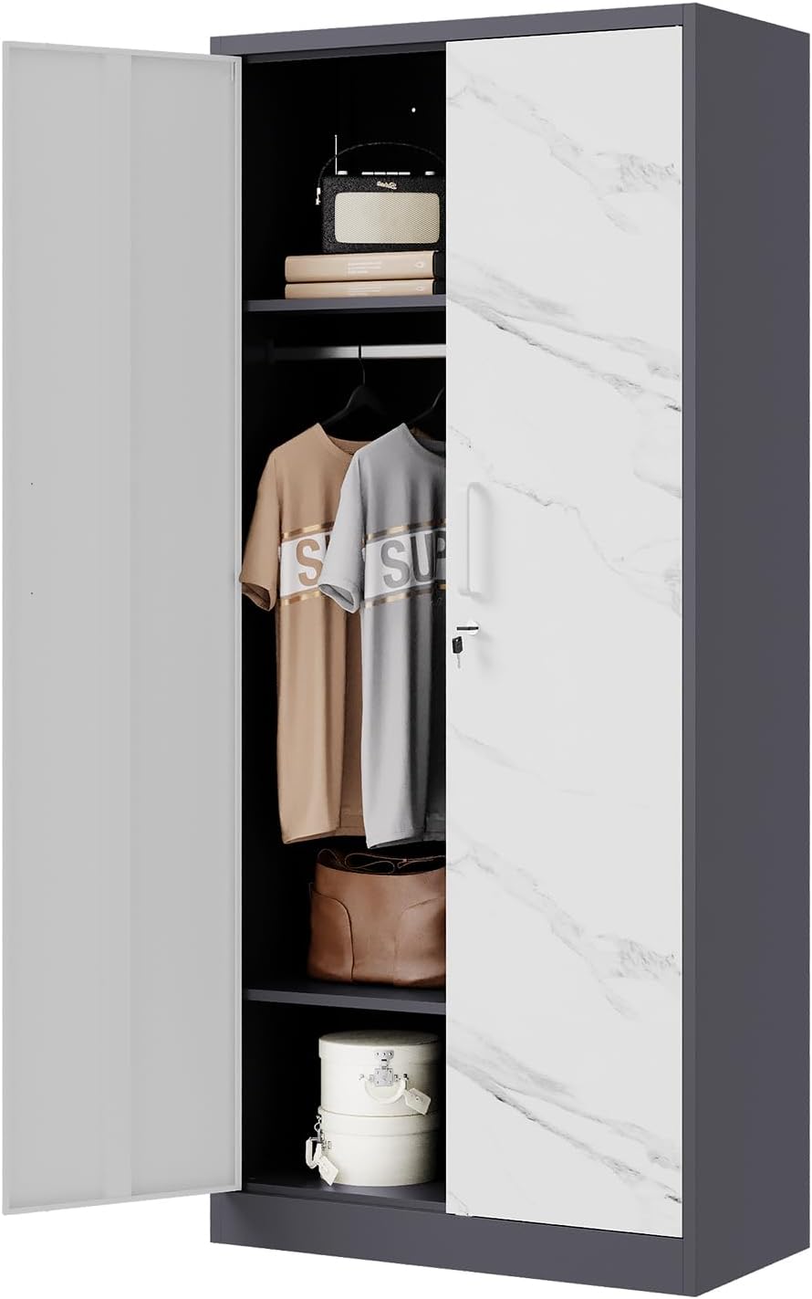 Letaya Wardrobe Closet with Adjustable Shelves and Hanging Rod