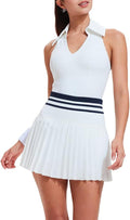 Two Piece Tennis Skirt Set for Women Racerback Color Block High Made