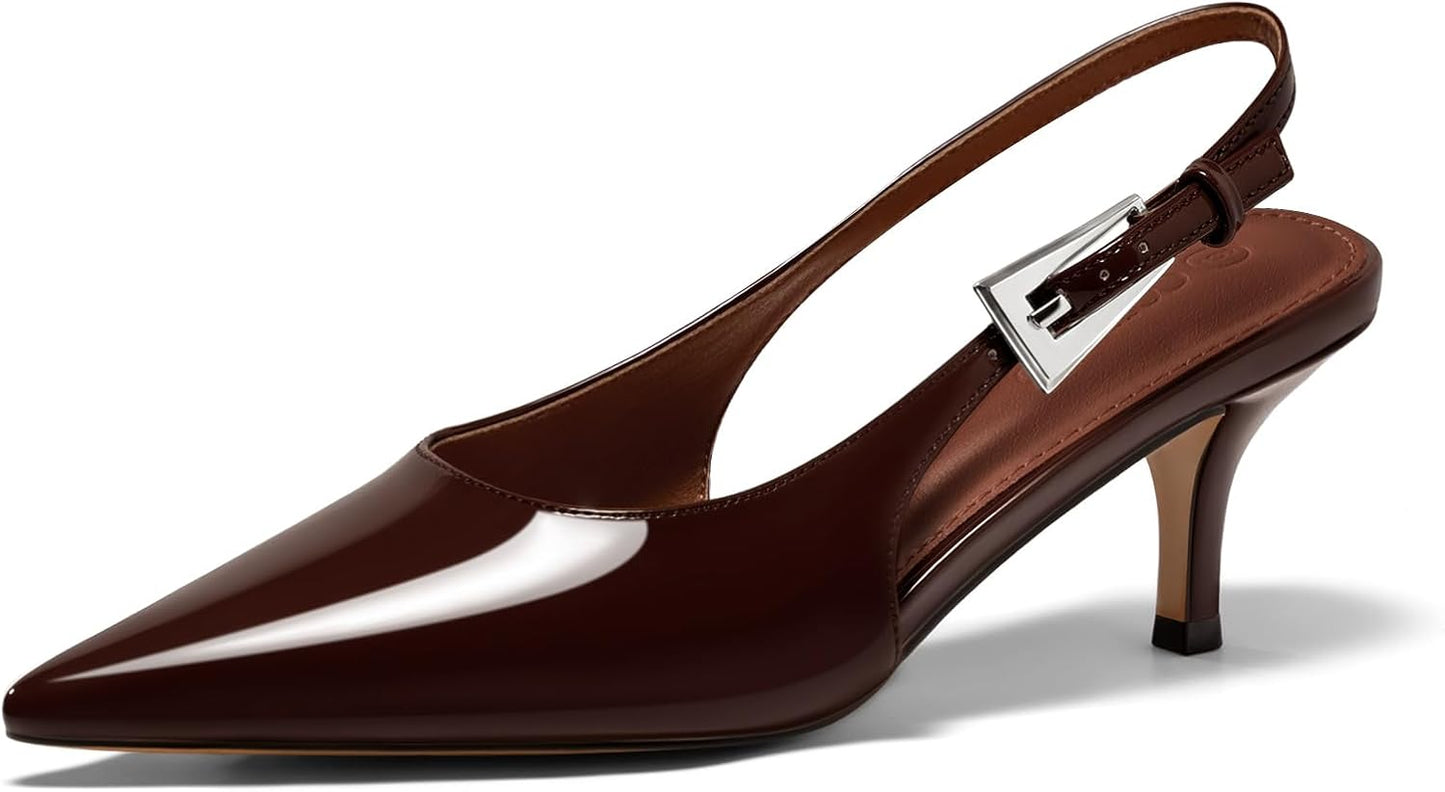 Coutgo Womens Slingback Heels for Work and Wedding Events