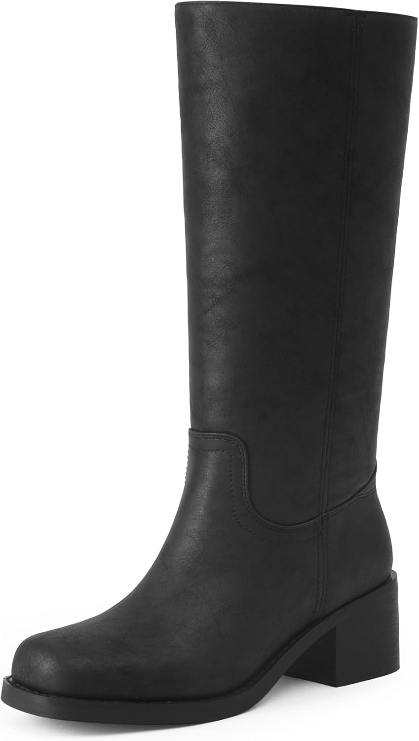 Mid Calf Boots for Women with Chunky Block Heel and Style