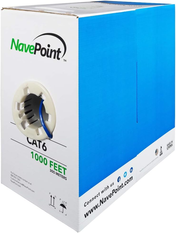 NavePoint 1000ft Blue Cat6 Ethernet Cable - High-Speed Connectivity