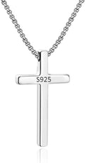 M MOOHAM Cross Necklace for Men Silver Black Gold - Durable Plain