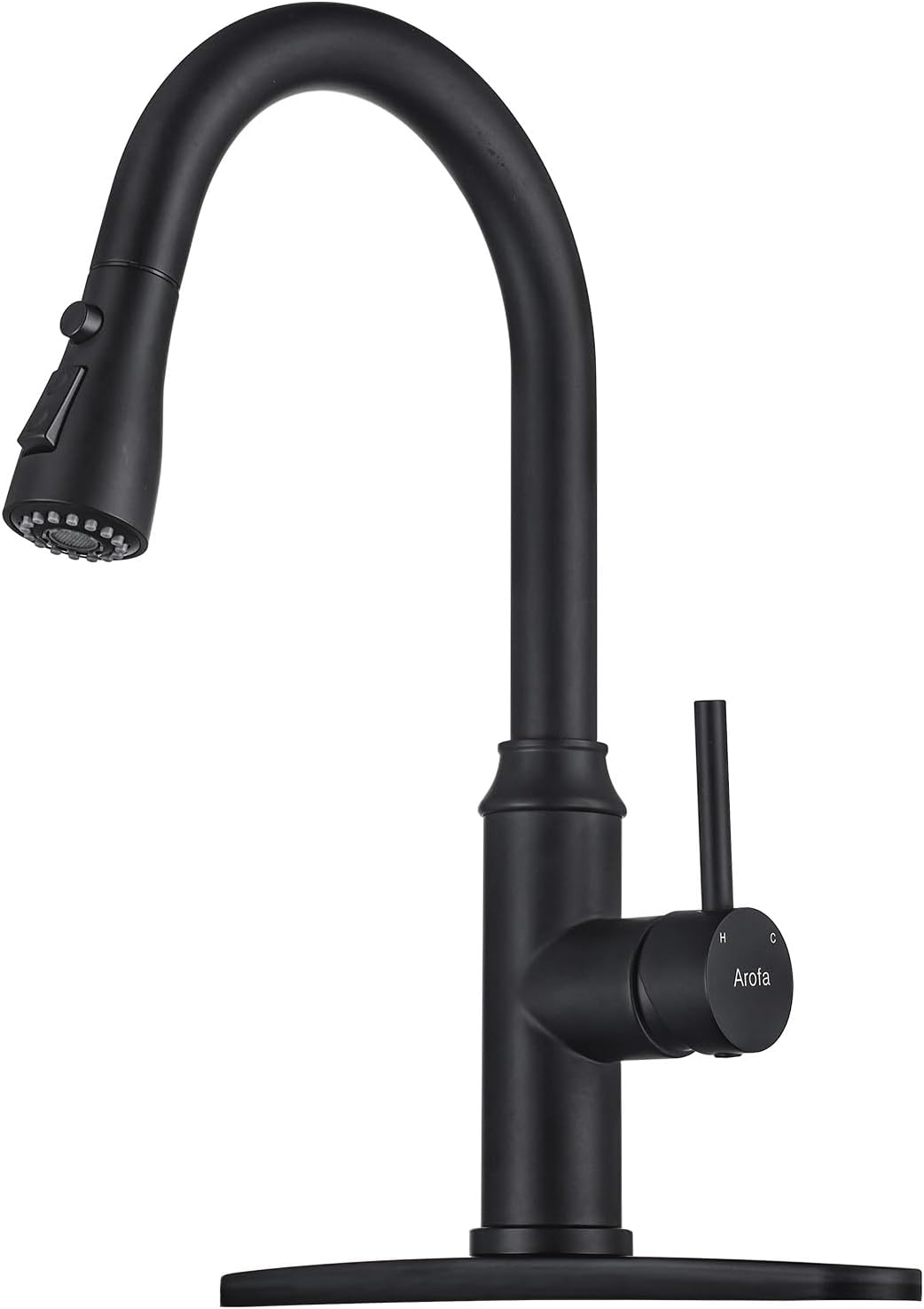 Matte Black Kitchen Faucet with Pull Down Sprayer for Easy Use