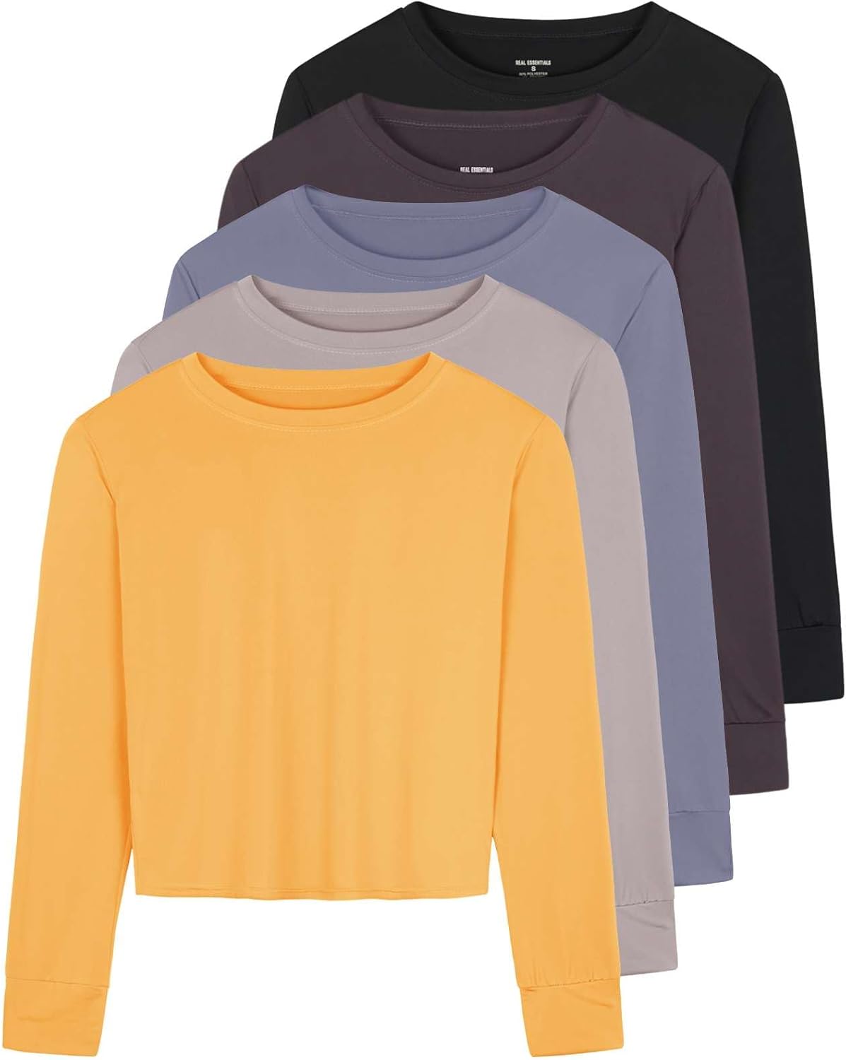 5-Pack Women's Dry-Fit Crop Top Long Sleeve for Every Workout
