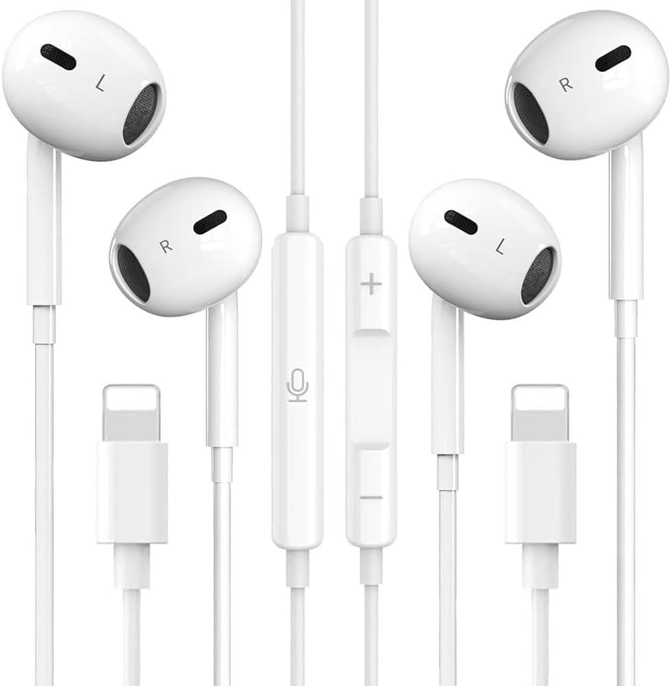 MFi Certified 2 Pack Earbuds for iPhone - HiFi Stereo, Noise Reduction