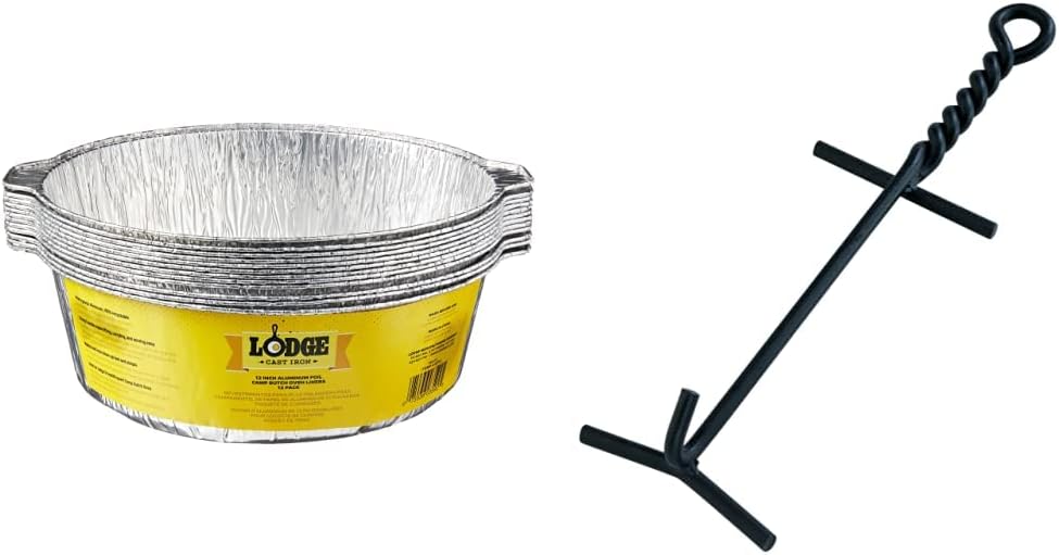 Lodge Aluminum Foil Dutch Oven Liners and Lid Lifter Set