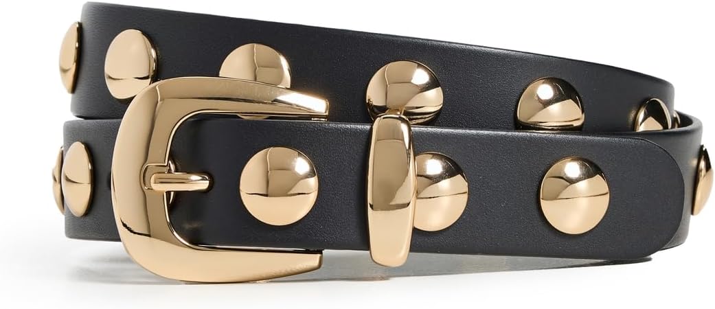 Madewell Women's Chunky Metal Leather Belt with Silver-tone Buckle
