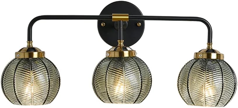 3-Light Bathroom Vanity Light with Green Glass Shade Design