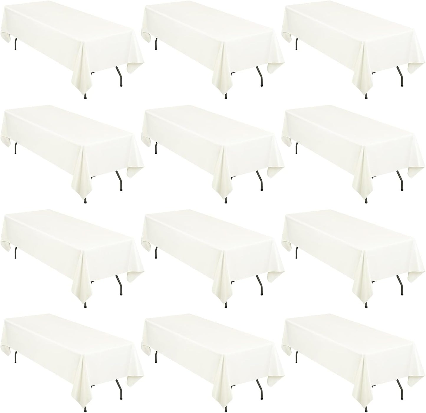 12 Pack 60 x 126 Inch Ivory Tablecloth for Elegant Events