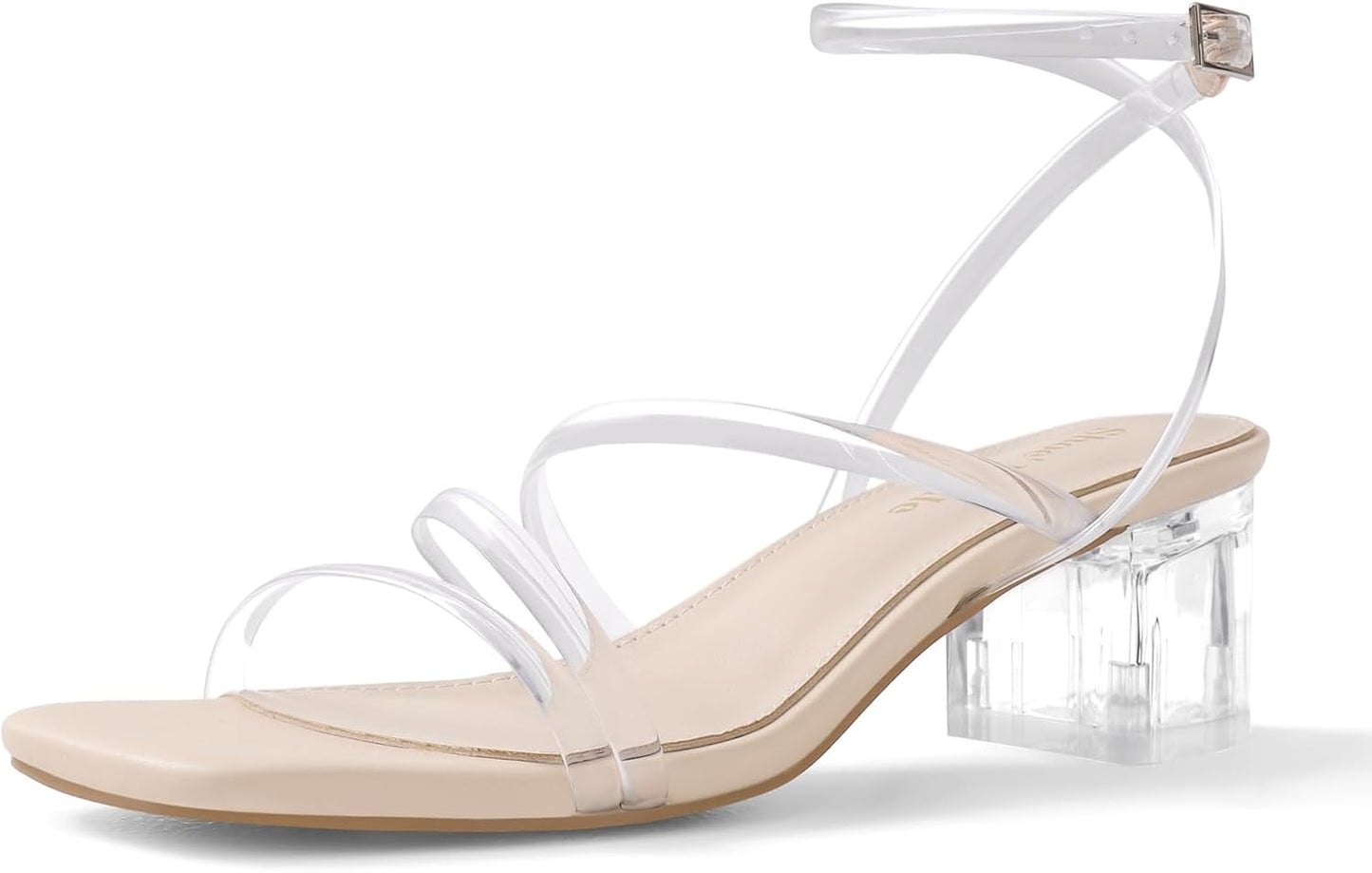 Strappy Heels for Women with Chunky Block Heel and Ankle Strap