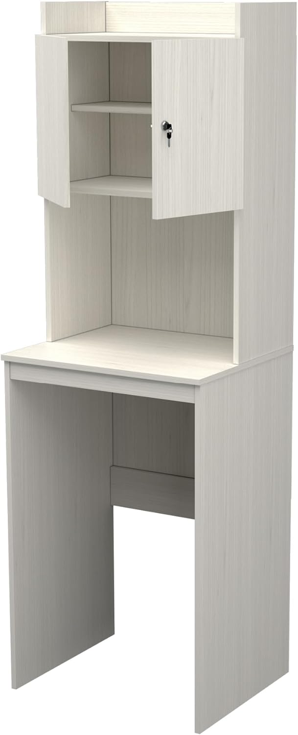Space-Saving Mini Fridge & Microwave Cabinet with Locking Doors