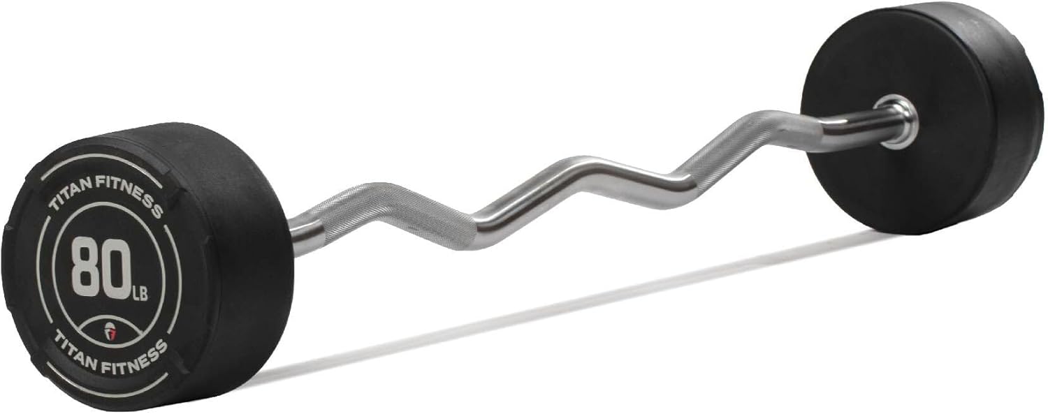 Titan Fitness Rubber Curl Fixed Barbells for Strength Training