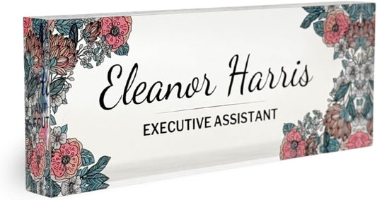 Customized Clear Acrylic Thick Desk Name Plate Block for Office