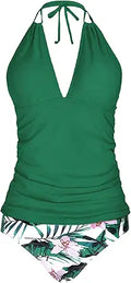 Yonique Womens Two Piece Tankini Swimsuit Plus Size - Tummy Control V