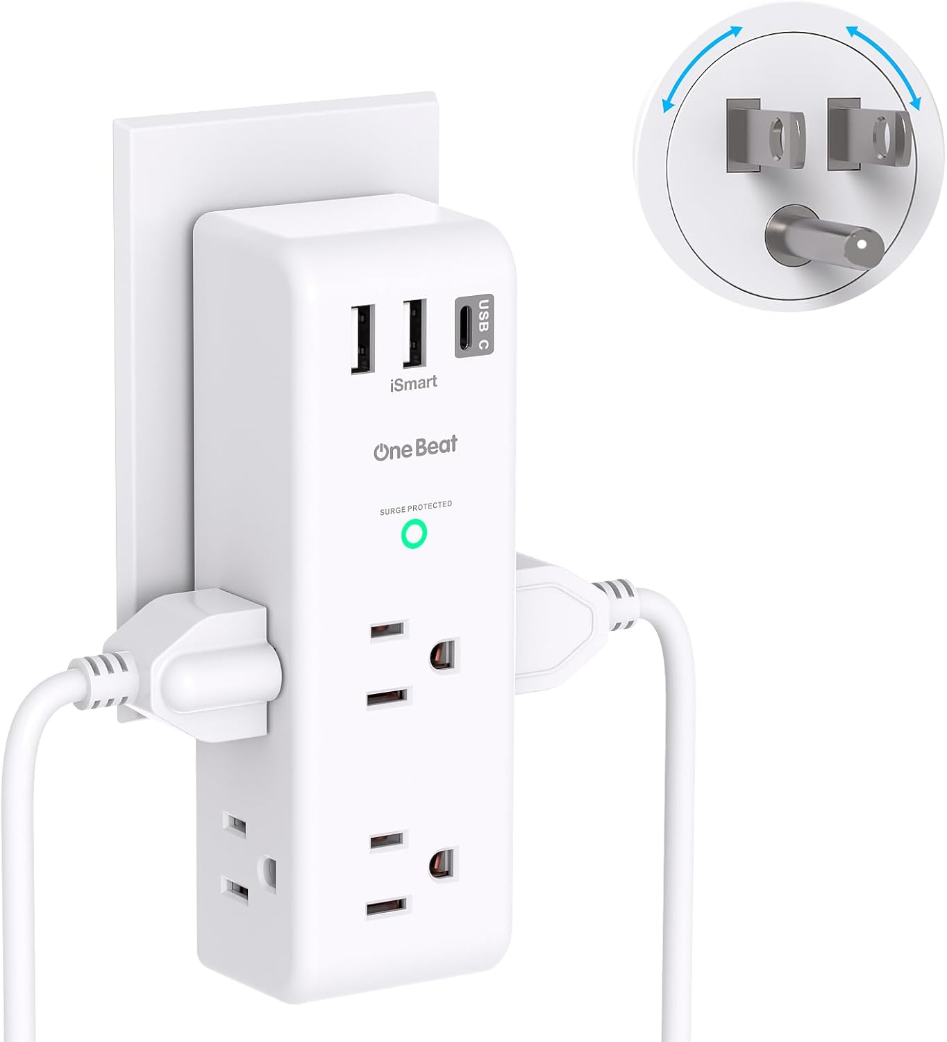 Rotating Plug Surge Protector Outlet Extender