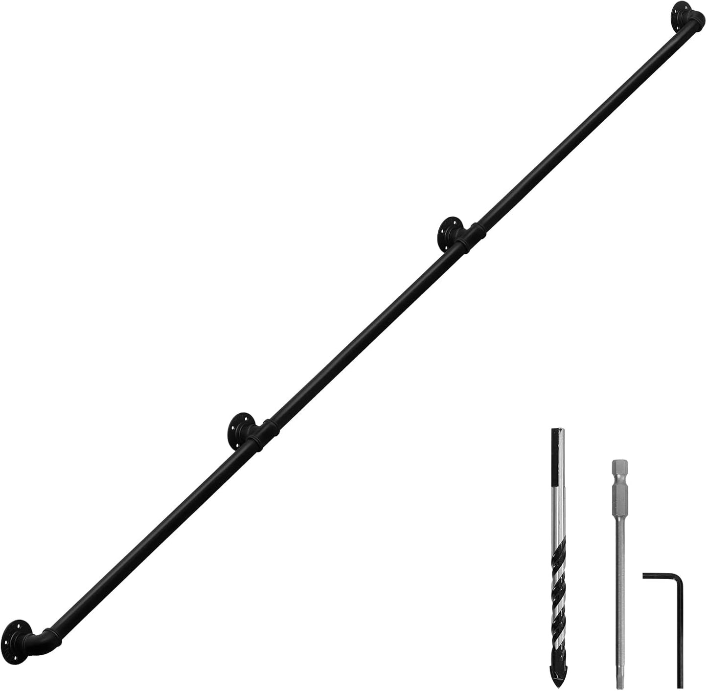 Industrial Pipe Wall Handrail for Farmhouse Stairway Railing