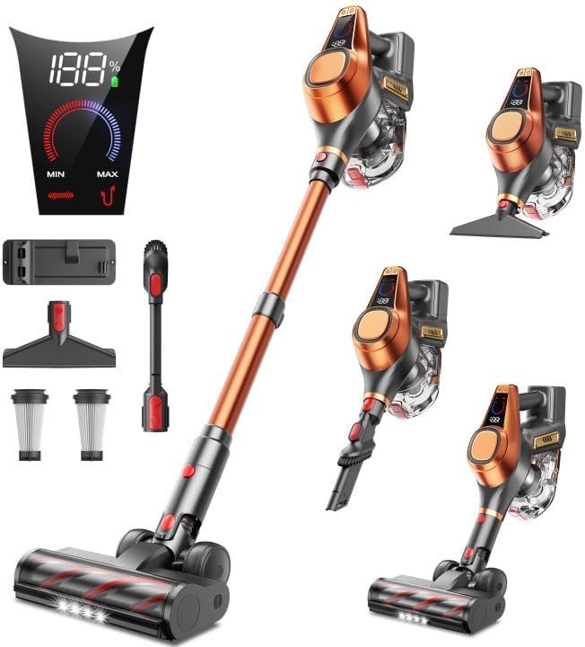 Fieety Cordless Vacuum: Powerful Cleaning, 60 Min Runtime