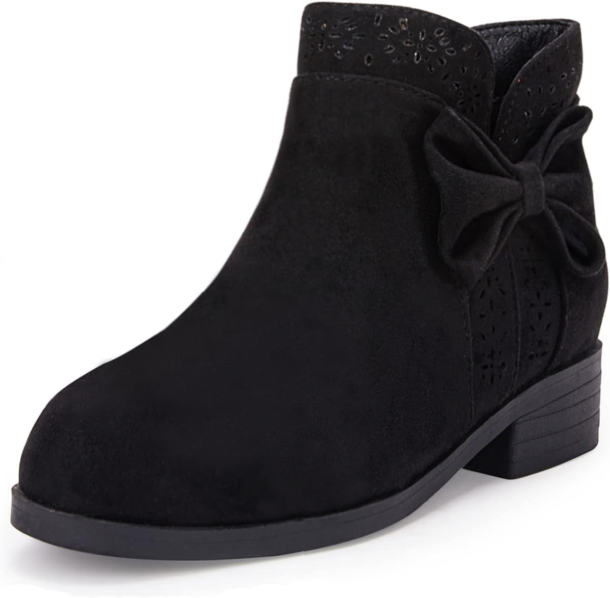 Girls Kids Bow Knot Ankle Boots with Side Zipper for Comfort