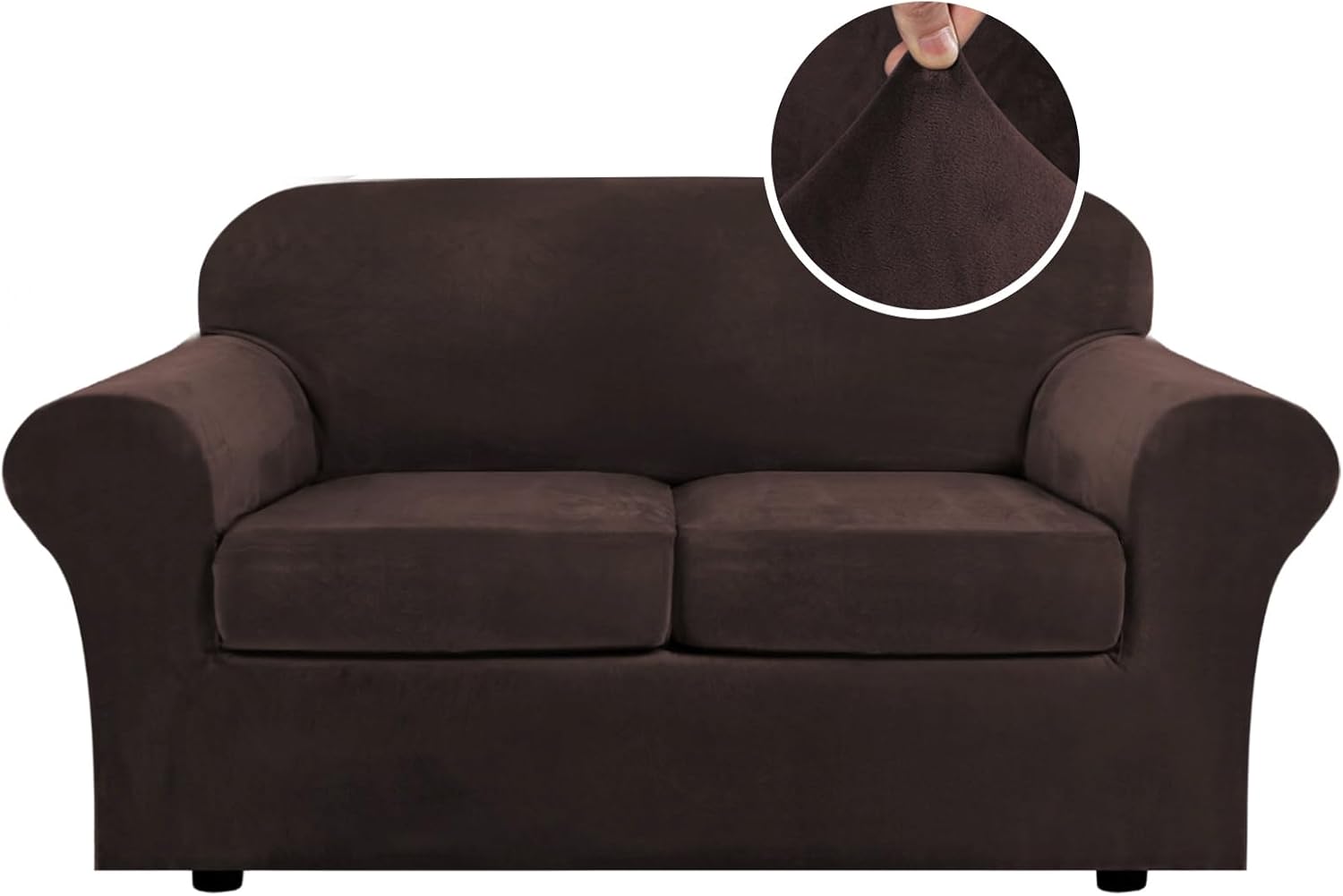 H.VERSAILTEX Real Velvet Plush 3 Piece Sofa Covers for Loveseat