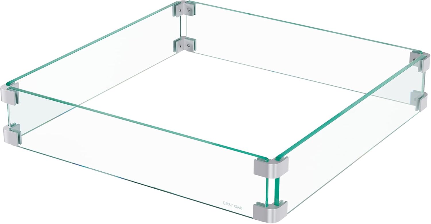 EAST OAK Glass Wind Guard for 28in and 32in Fire Pit Tables