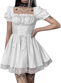 IKADEX Women Gothic Dress Vintage Lace Grunge Punk Style