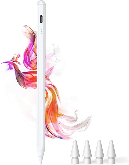 DOGAIN White Stylus Pen - Palm Rejection, Type-C Charging, Compatible with Various iPad Models