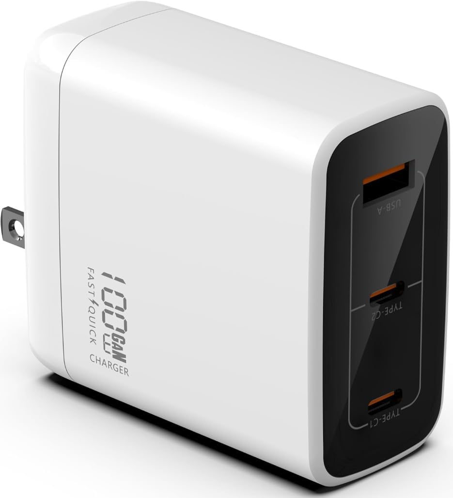 Fast 100W Dual USB-C Charger for Laptops and Smart Devices