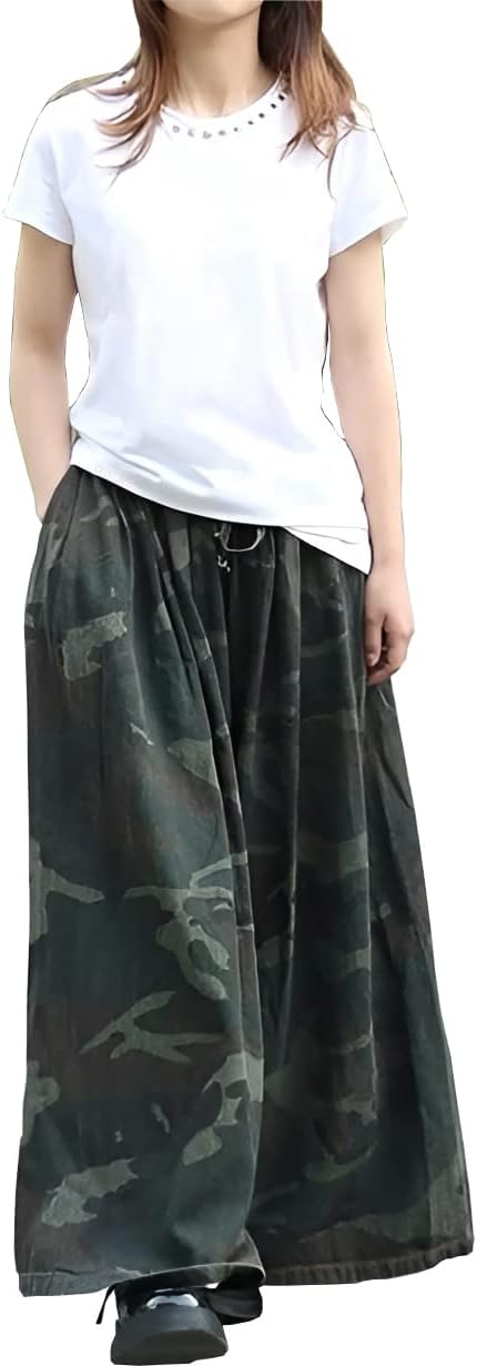 Extra Wide Leg Denim Pants for Women with Elastic Waist